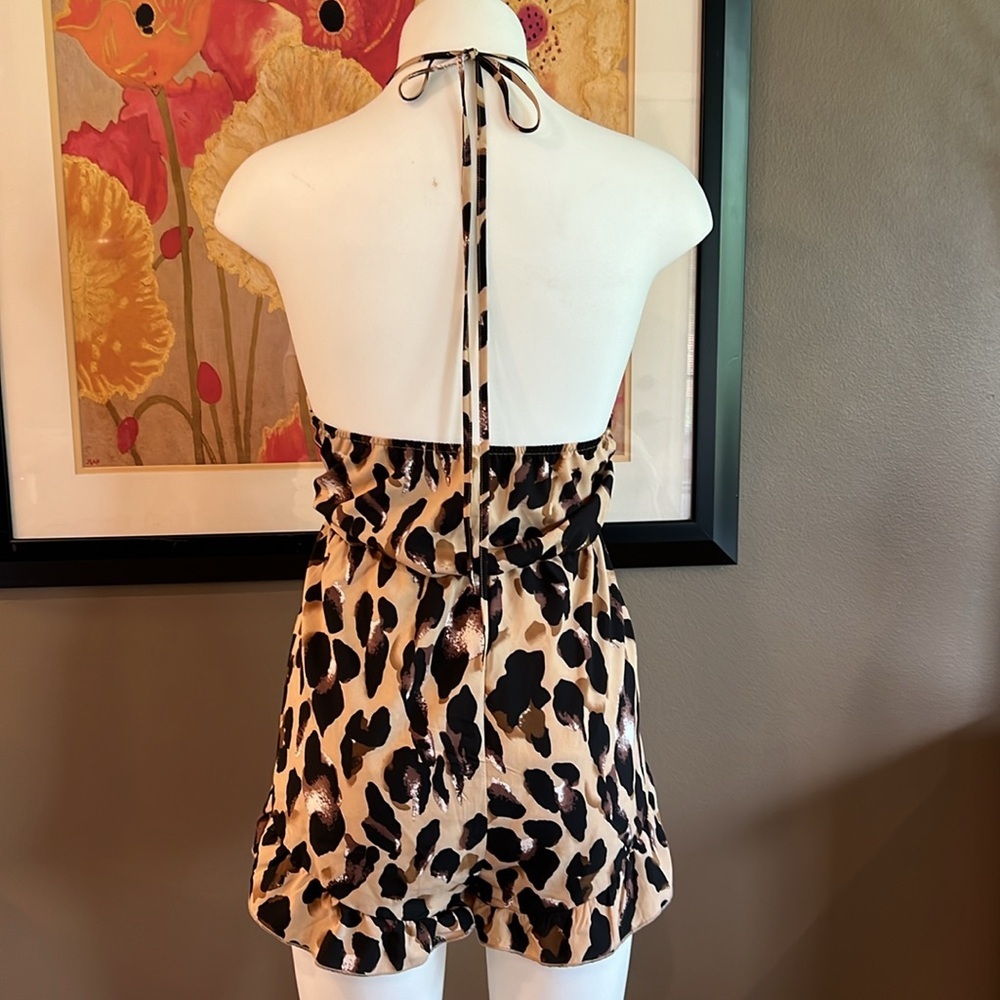 SHEIN Leopard Print Stretch Waist Halter Romper Size Large - Picture 5 of 8